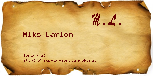 Miks Larion névjegykártya